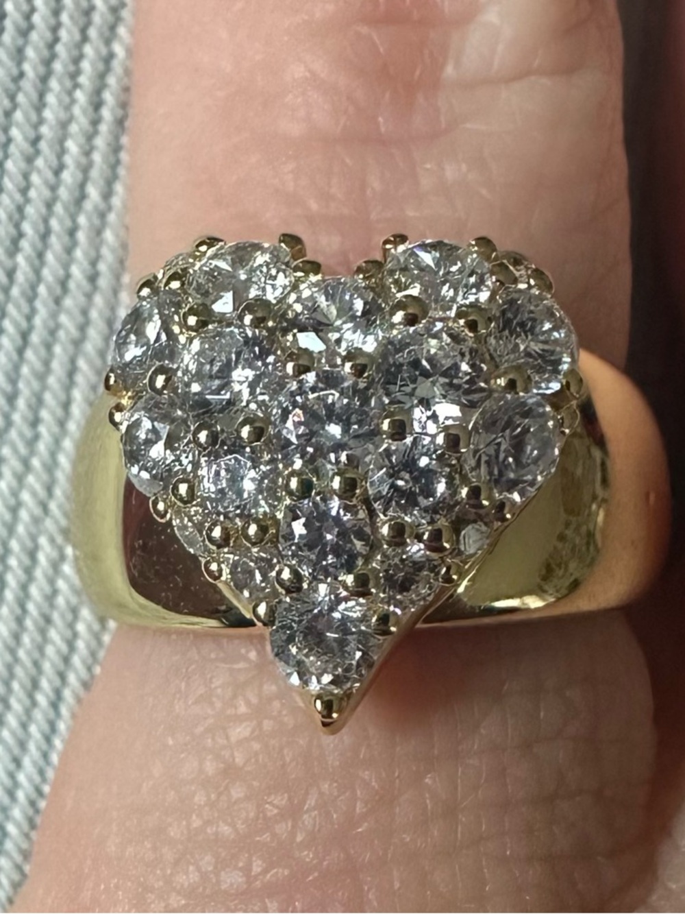 La Costa Organic Jewelry Gold Heart Ring with Pave Crystals - Gold